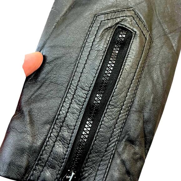 Vintage 1970s/80s Spanish Leather Jacket – Black Zip-Up, Pockets, Size 38 (S/M) - Picture 10 of 11